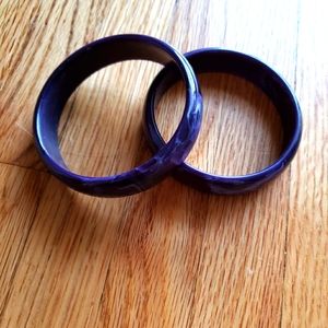 Vintage purple marbled bangle bracelet pair